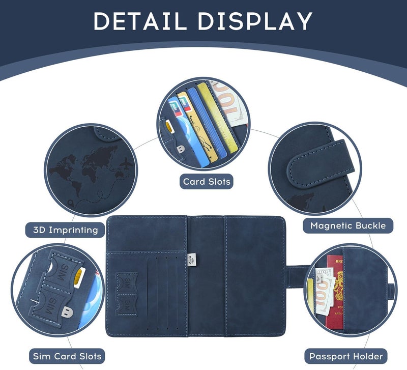 ILIYAH -Passport Cover-Passport Holder Travel Wallet-RFID Blocking Passport Case Travel Accessories Card Holder Wallet Unisex Travel Gifts(Navy) - Image 4
